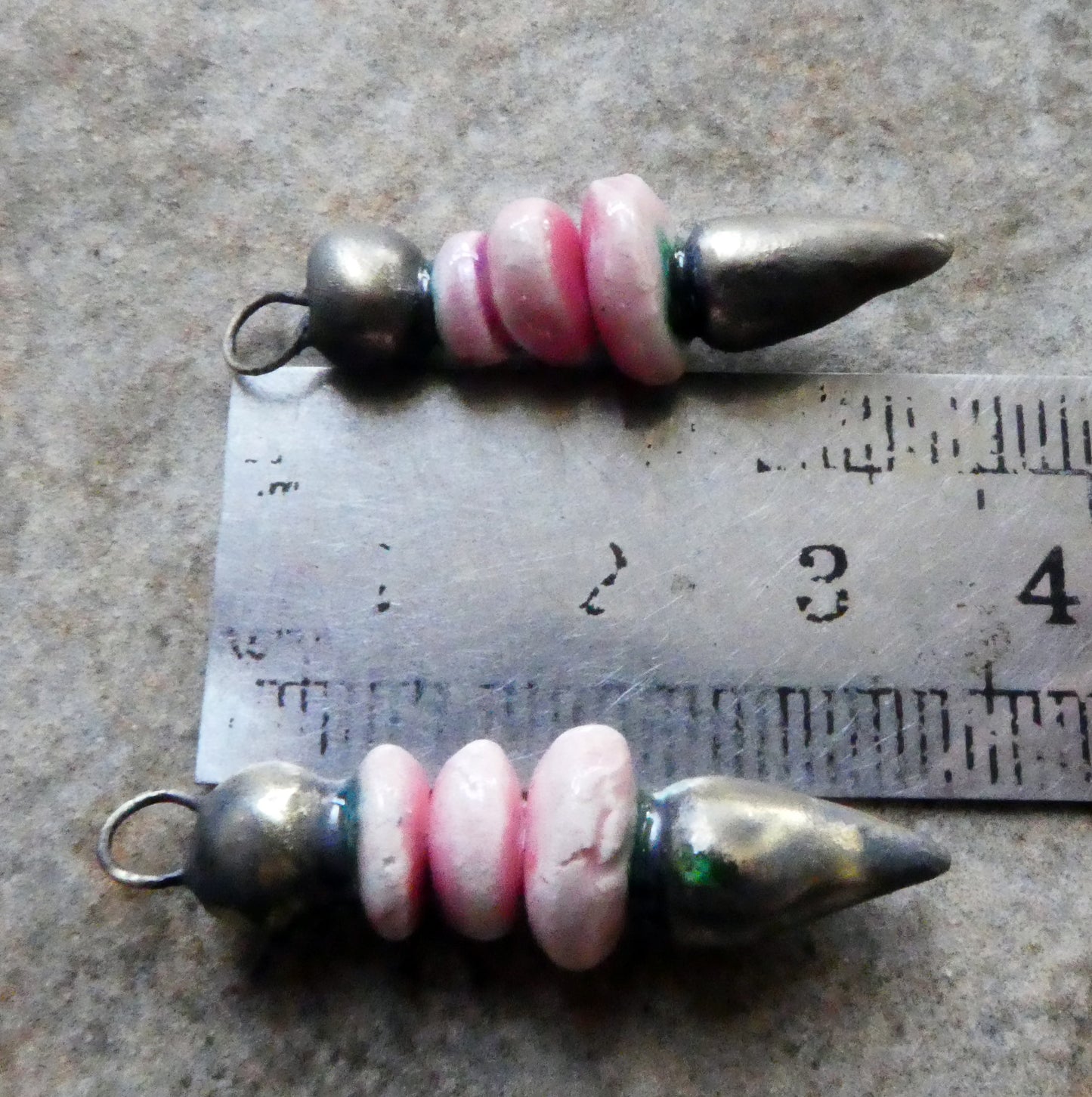 Ceramic Pointy Disc Stack Dangles - Berry Tart