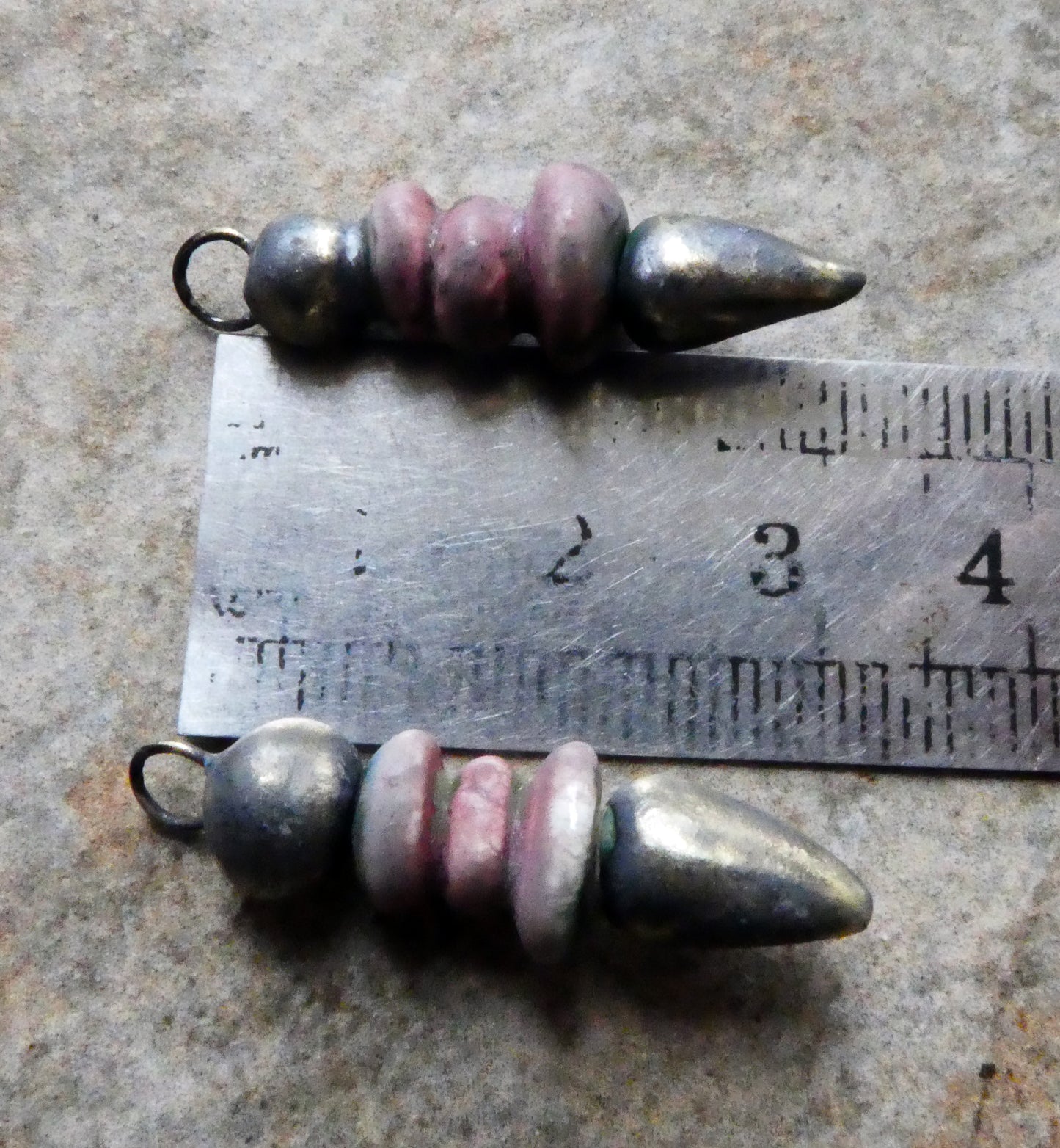 Ceramic Pointy Disc Stack Dangles - Damson