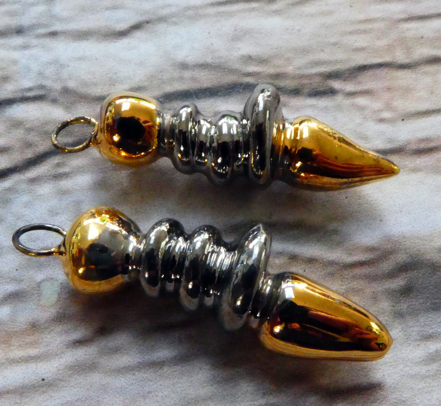 Ceramic Pointy Disc Stack Dangles - Gold and Platinum
