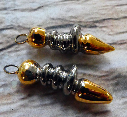 Ceramic Pointy Disc Stack Dangles - Gold and Platinum