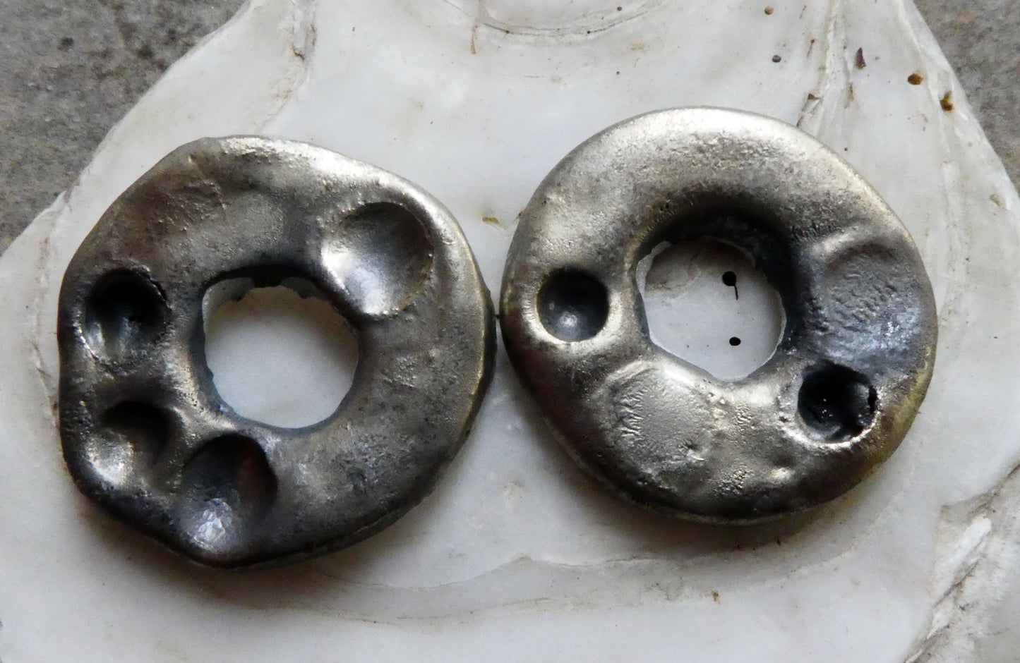 Ceramic Rustic Dimpled Disc Charms - Mixed Metallics