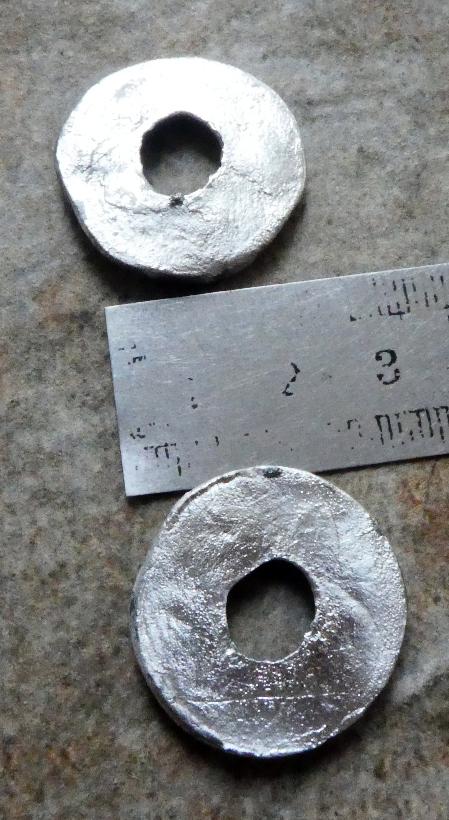 Ceramic Rustic Dimpled Disc Charms -Blues