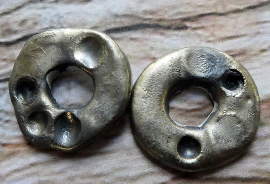 Ceramic Rustic Dimpled Disc Charms - Mixed Metallics