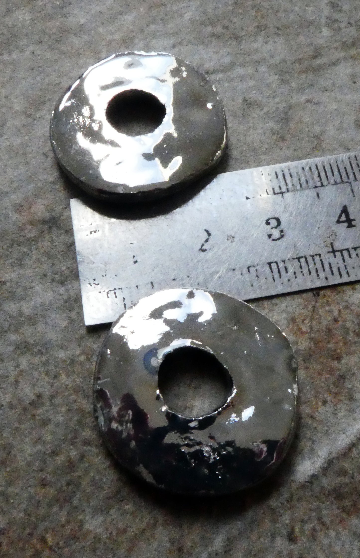 Ceramic Rustic Dimpled Disc Charms -Gold Platinum