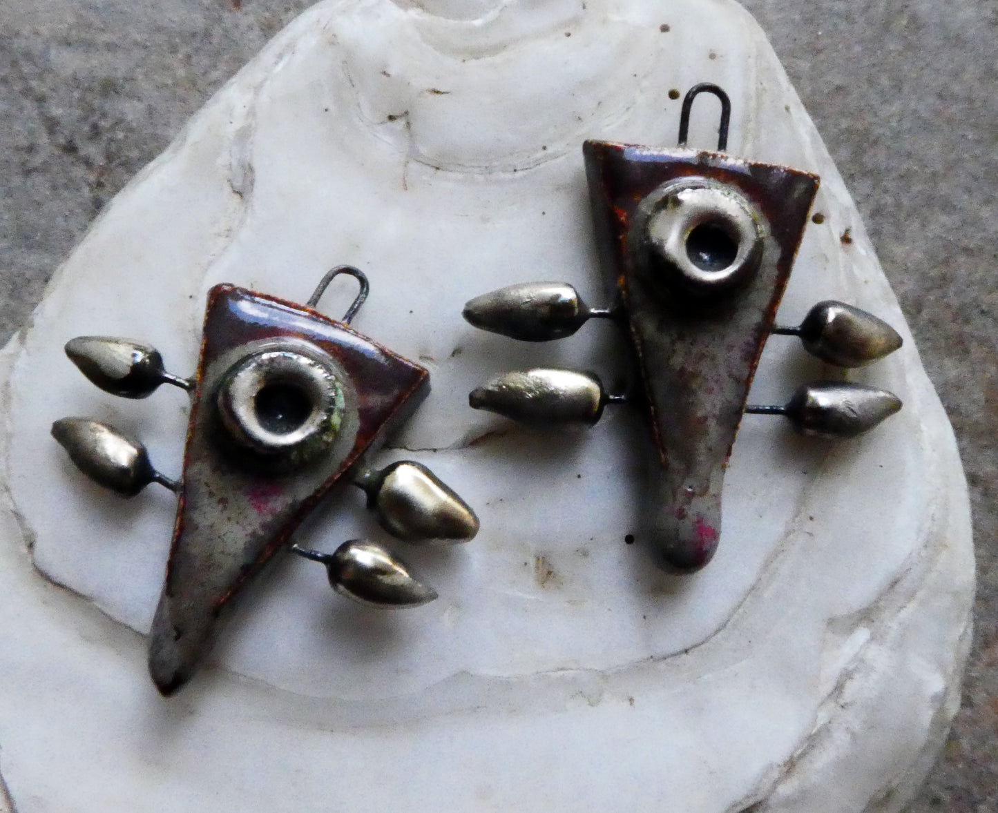 Ceramic Tribal Speared Dagger Charms - Volcanic Glow