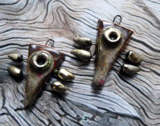 Ceramic Tribal Speared Dagger Charms - Volcanic Glow