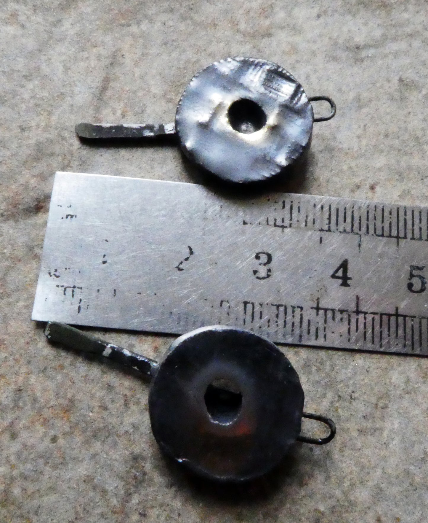 Ceramic Dimpled Disc Tailed Charms -Pewter