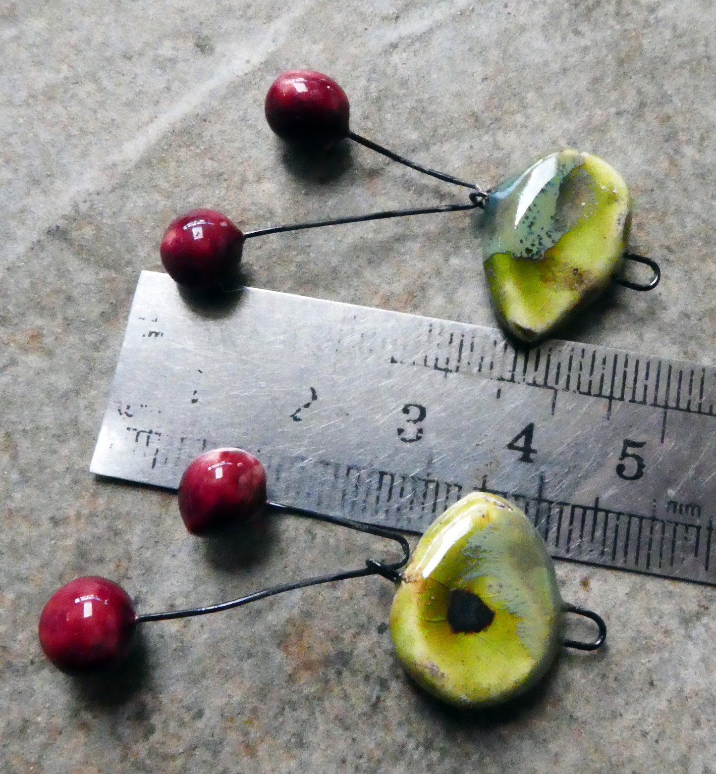 Ceramic Leaf and Cherry Dangles - Pagoda