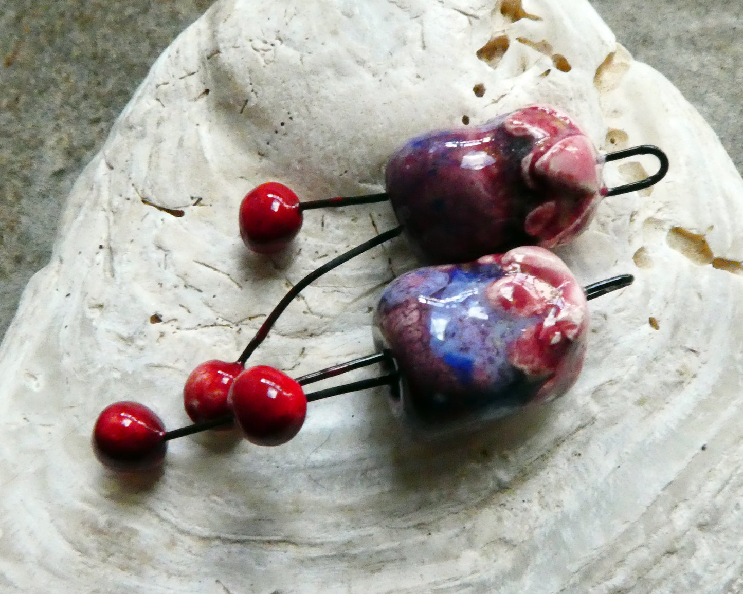 Ceramic Fuchsia Dangles - Plum Jelly