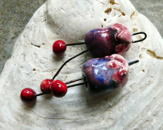 Ceramic Fuchsia Dangles - Plum Jelly