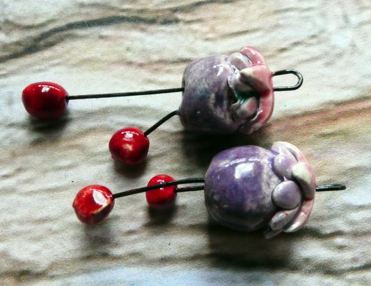 Ceramic Fuchsia Dangles -Grape