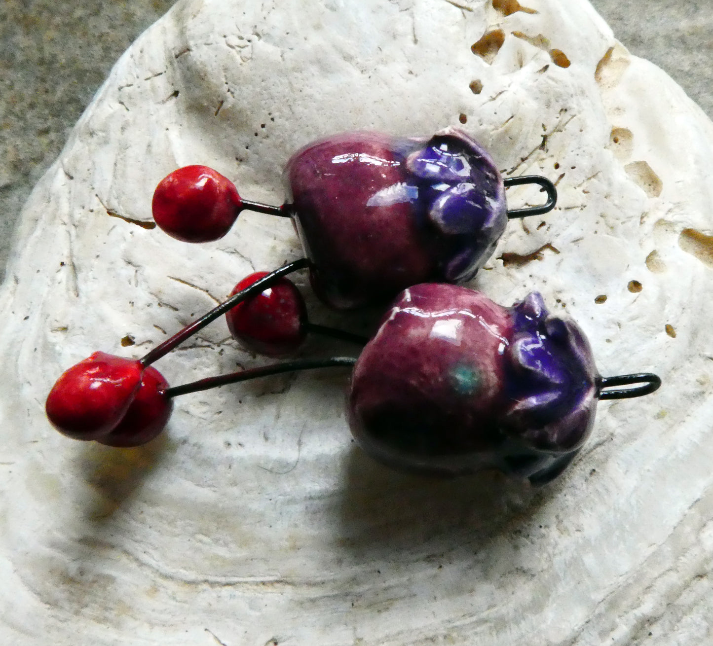 Ceramic Fuchsia Dangles -Strawberry Sundae