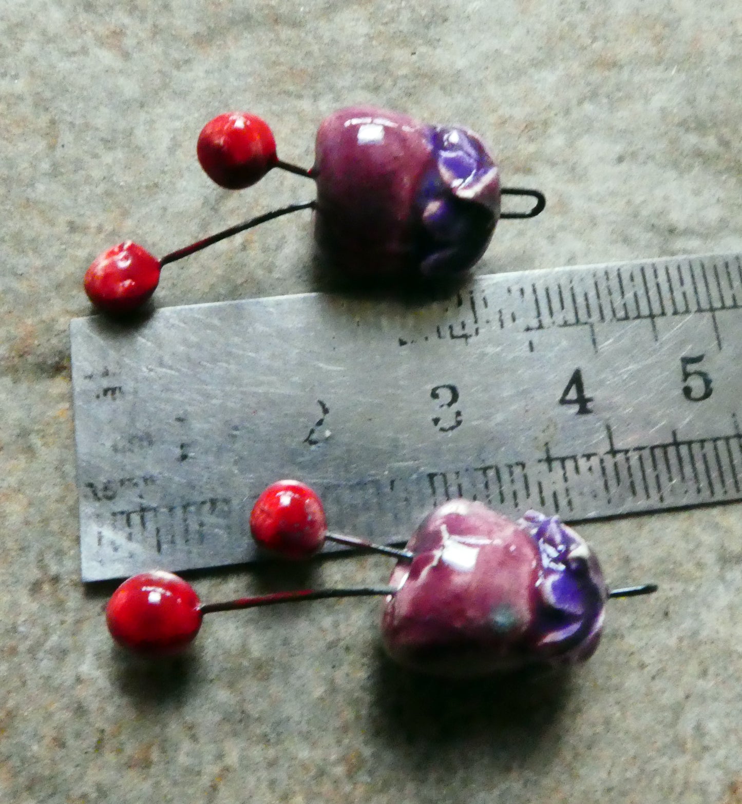 Ceramic Fuchsia Dangles -Strawberry Sundae