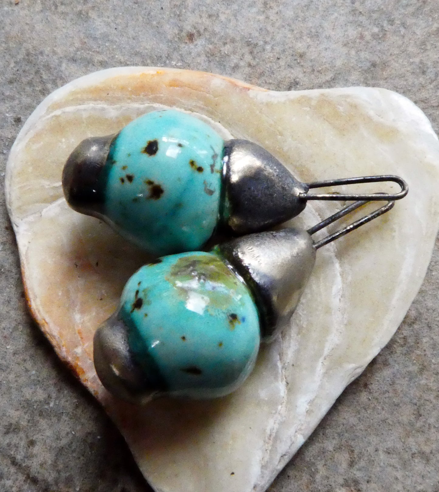 Ceramic Long Hooped Bobble Charms -Blue Guppy