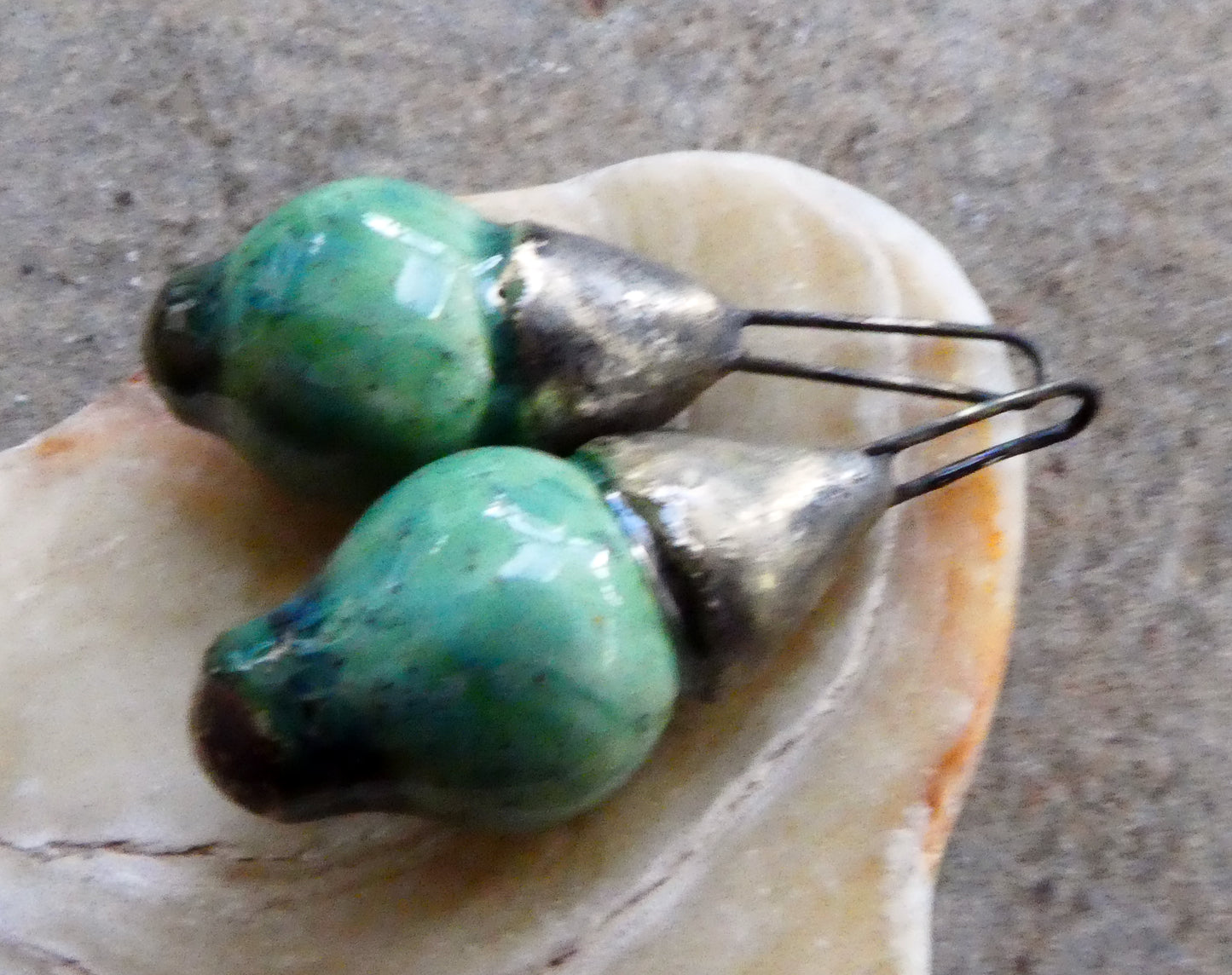 Ceramic Long Hooped Bobble Charms -Rockpool