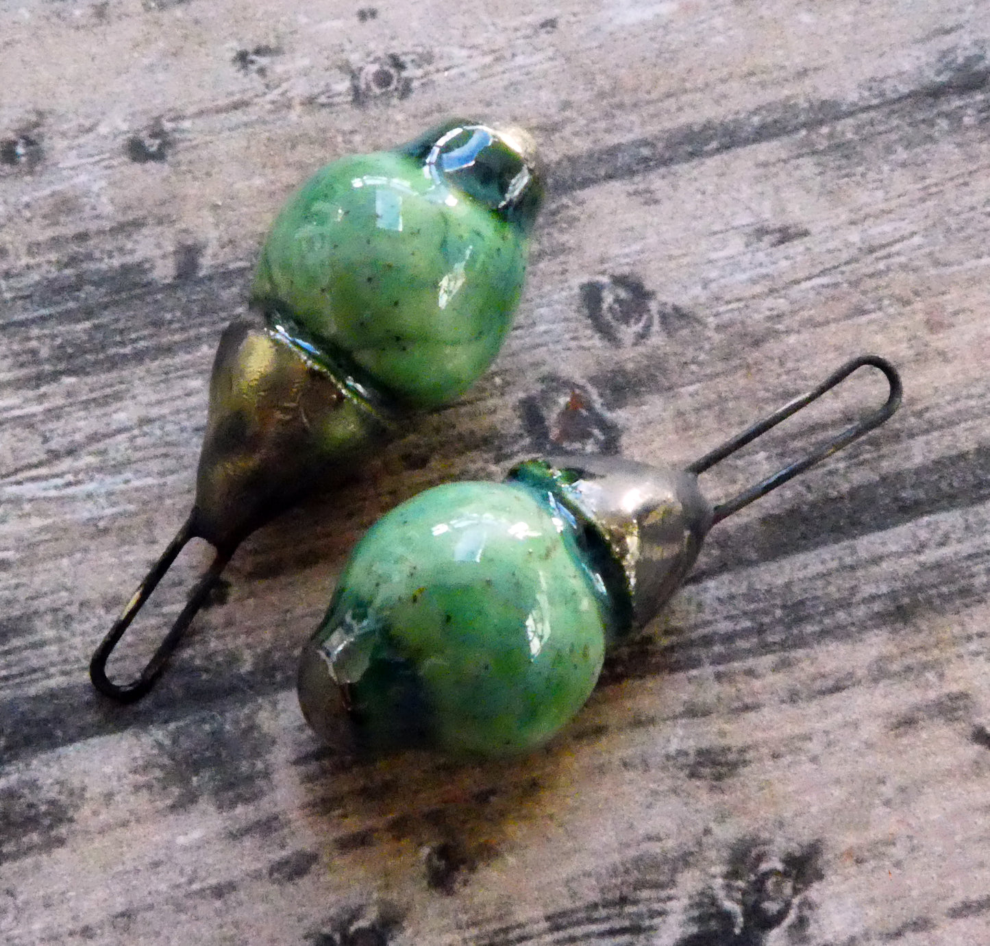 Ceramic Long Hooped Bobble Charms -Rockpool