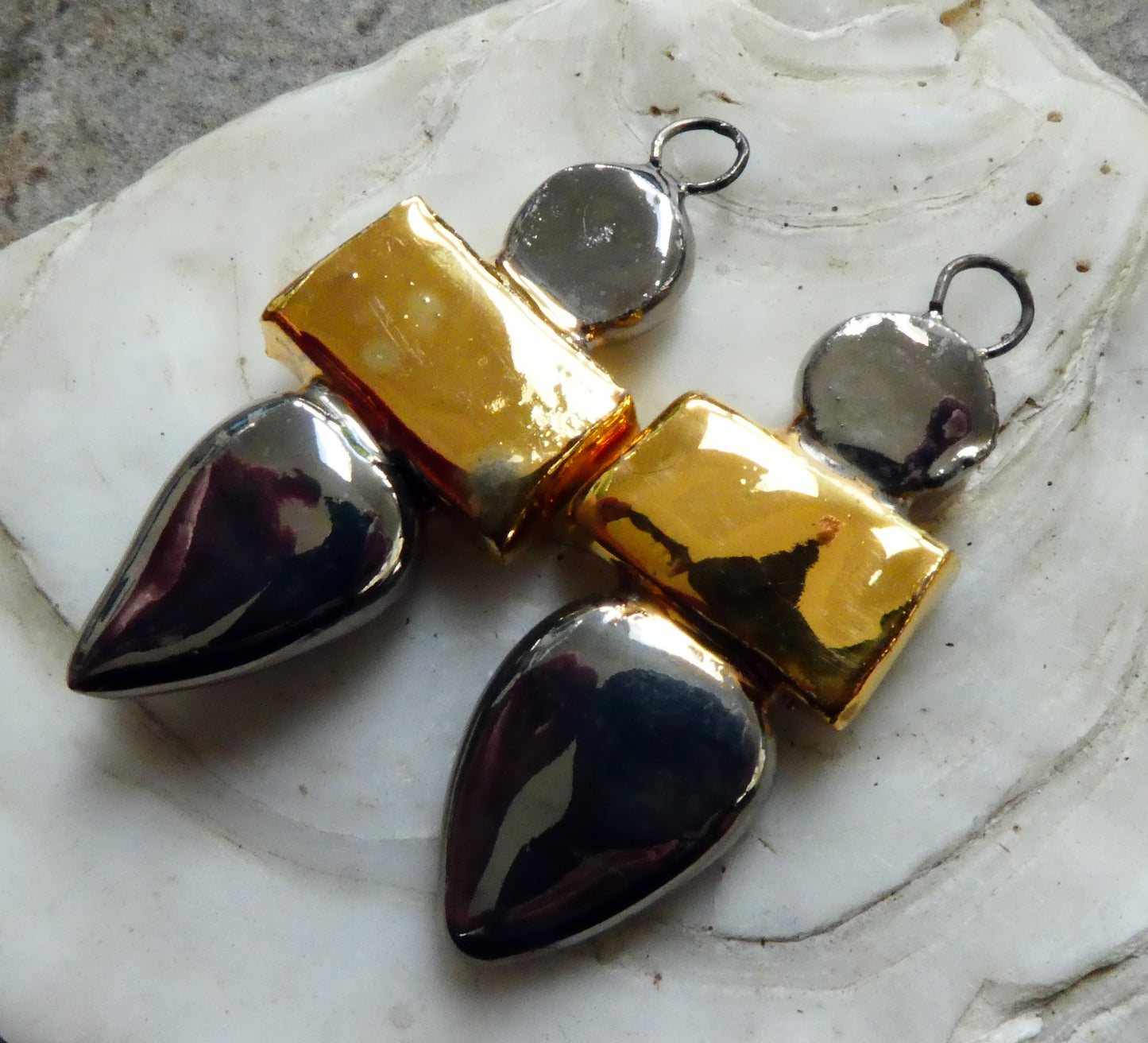 Ceramic Mixed Shape Stack Charms -Gold and Platinum