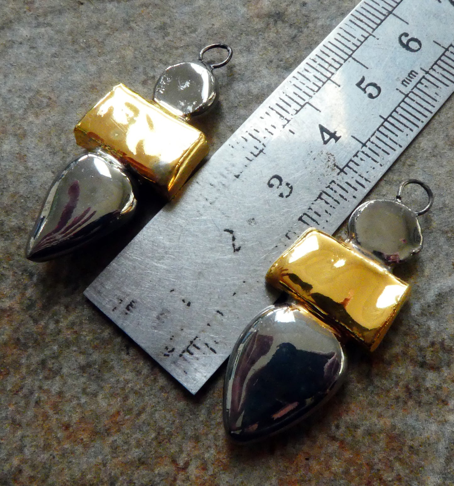 Ceramic Mixed Shape Stack Charms -Gold and Platinum