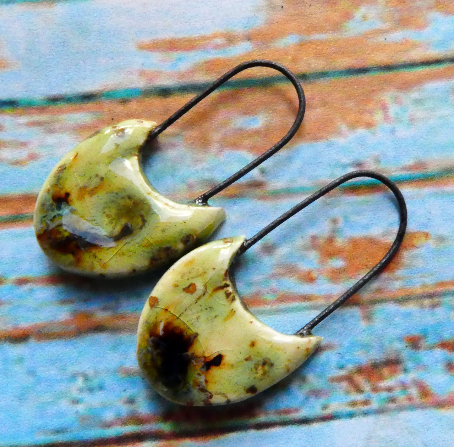 Ceramic Swoopy Hoopy Earring Charms - Cappuccino Mint