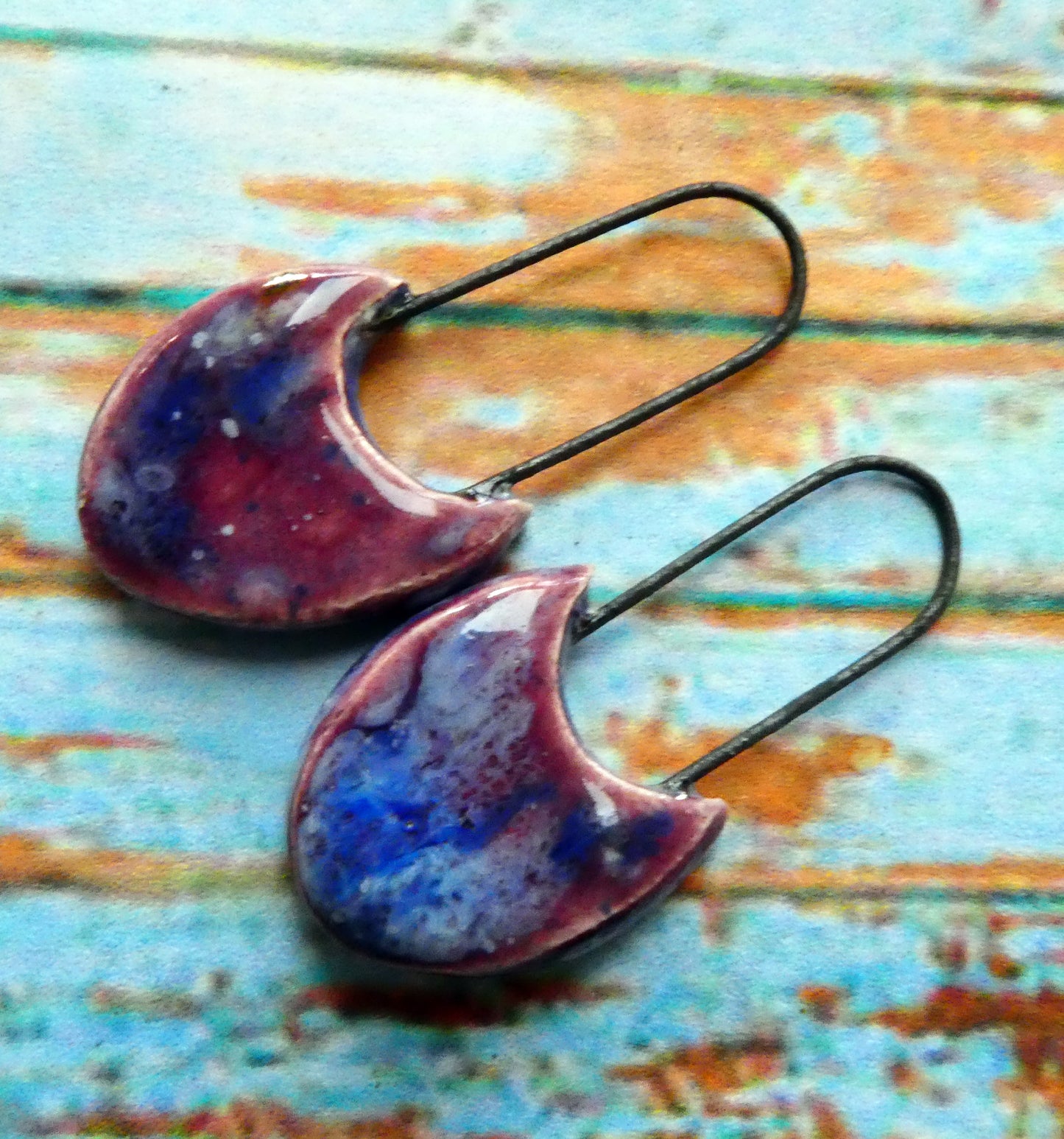Ceramic Swoopy Hoopy Earring Charms -Plum Jelly