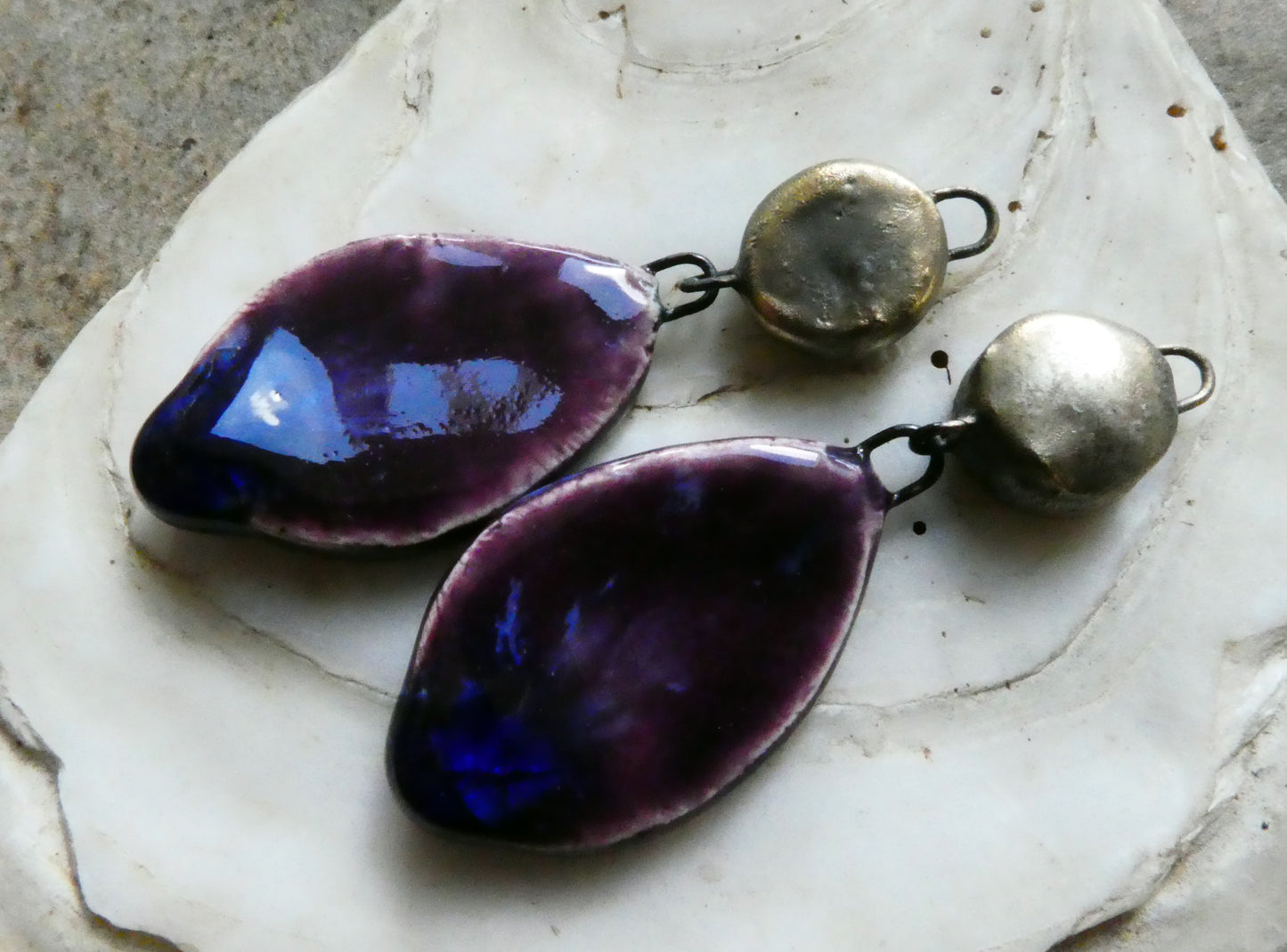 Ceramic Slim Teardrop Dangles -Royal Fantasy