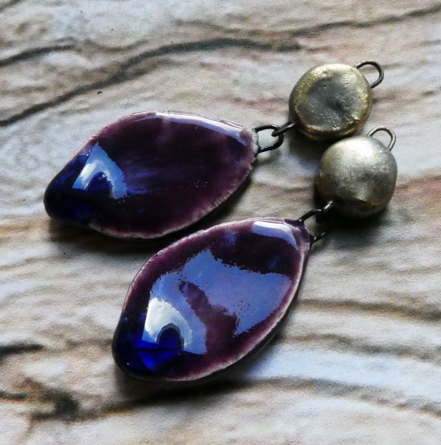 Ceramic Slim Teardrop Dangles -Royal Fantasy