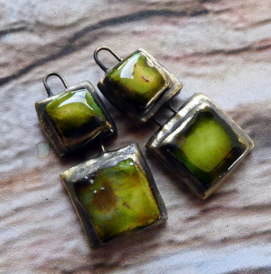 Ceramic Double Moulded Square Charms - Pagoda