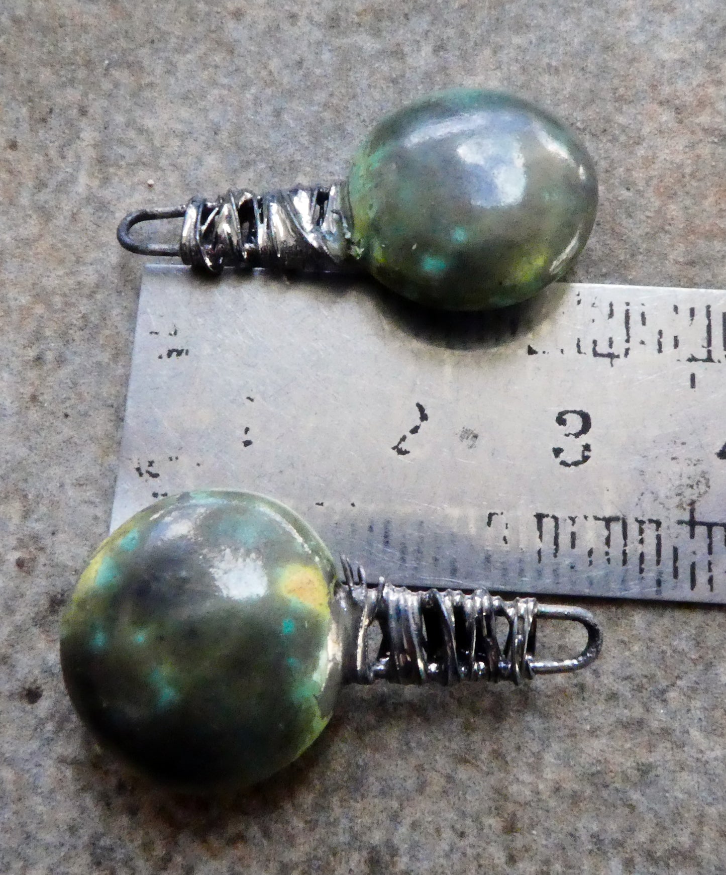 Wire Wrapped Disc Earring Charms -Supernova