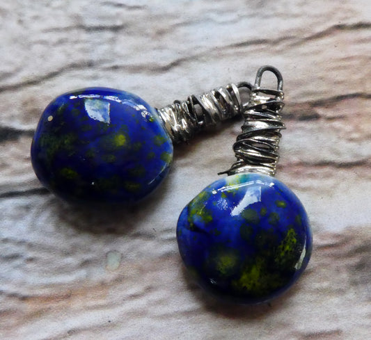 Wire Wrapped Disc Earring Charms -Starry Night