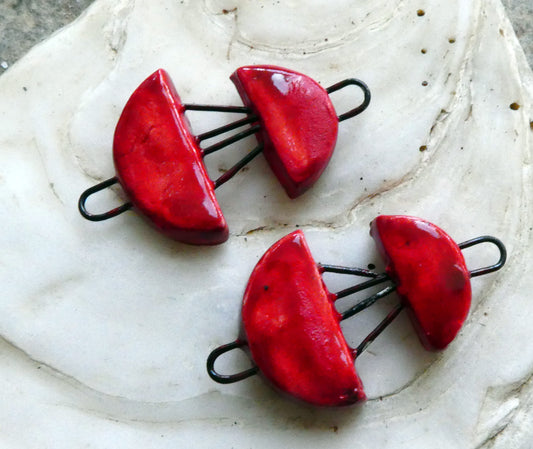 Ceramic Half Disc Connectors - Red