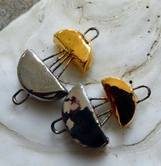 Ceramic Half Disc Connectors -Gold and Platinum