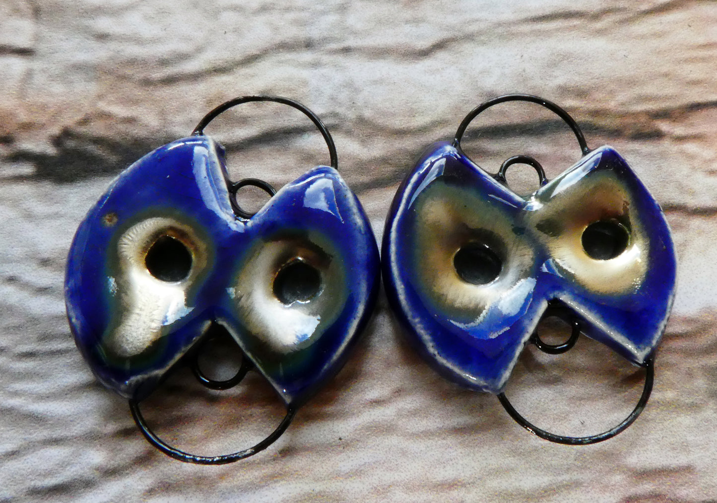 Ceramic Four Hoop Connectors -Mirror Blue