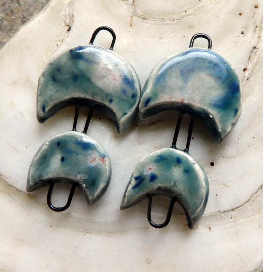 Ceramic Double Moon Connectors -Sea Urchin