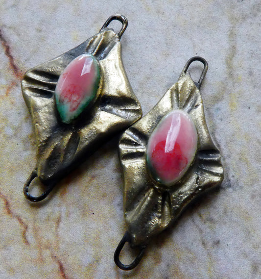 Ceramic Bronzy Diamond Connectors -Berry Tart
