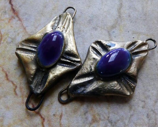 Ceramic Bronzy Diamond Connectors -Dark Purple