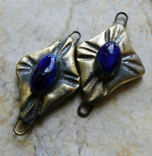 Ceramic Bronzy Diamond Connectors -Mirror Blue