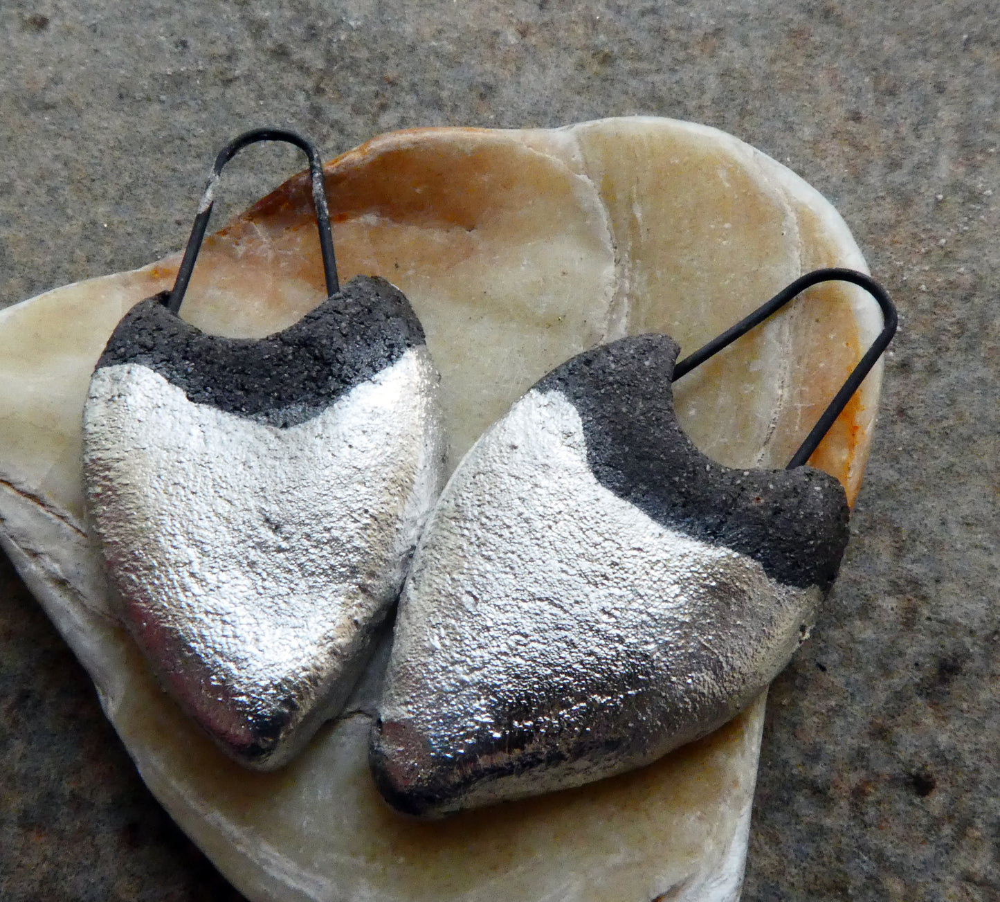 Ceramic Dark Silver Chevron Charms