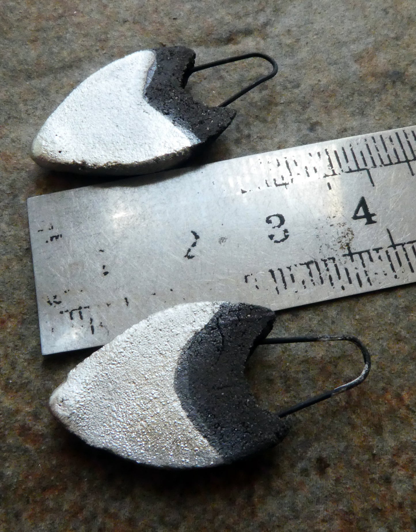 Ceramic Dark Silver Chevron Charms