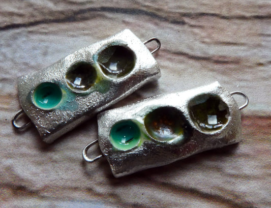 Ceramic Silvery Rectangle Pool Connectors -Greens