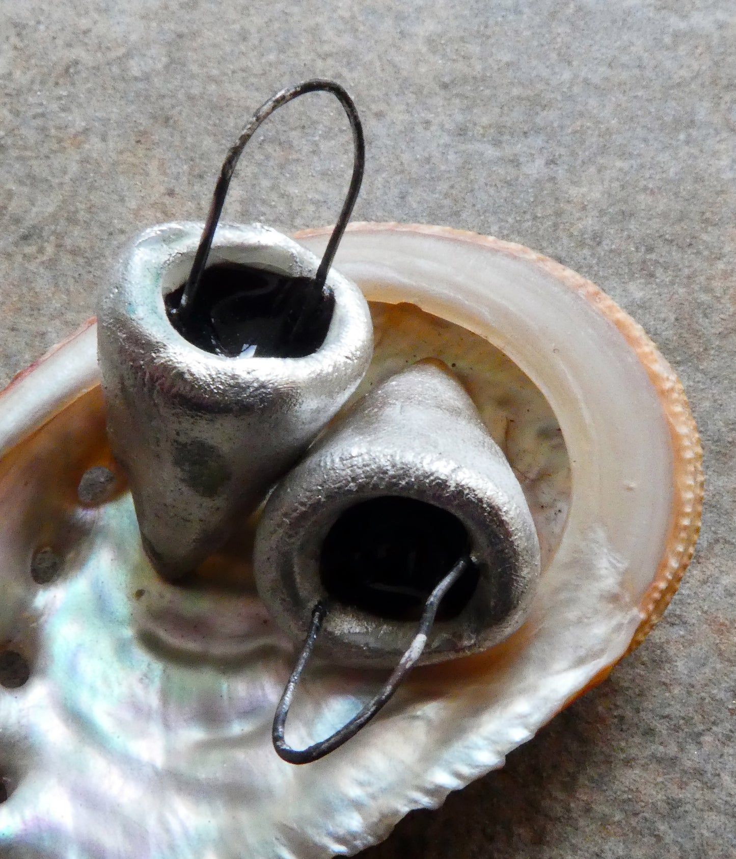 Ceramic Silvery Glass Filled Crucible Charms #1