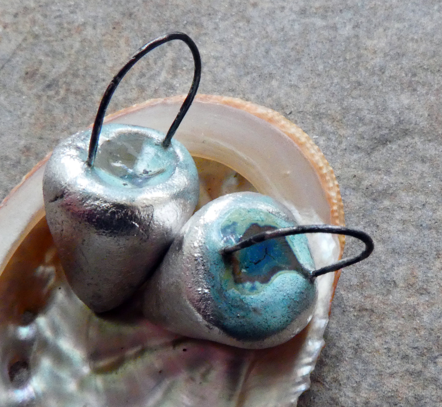 Ceramic Silvery Glass Filled Crucible Charms #2