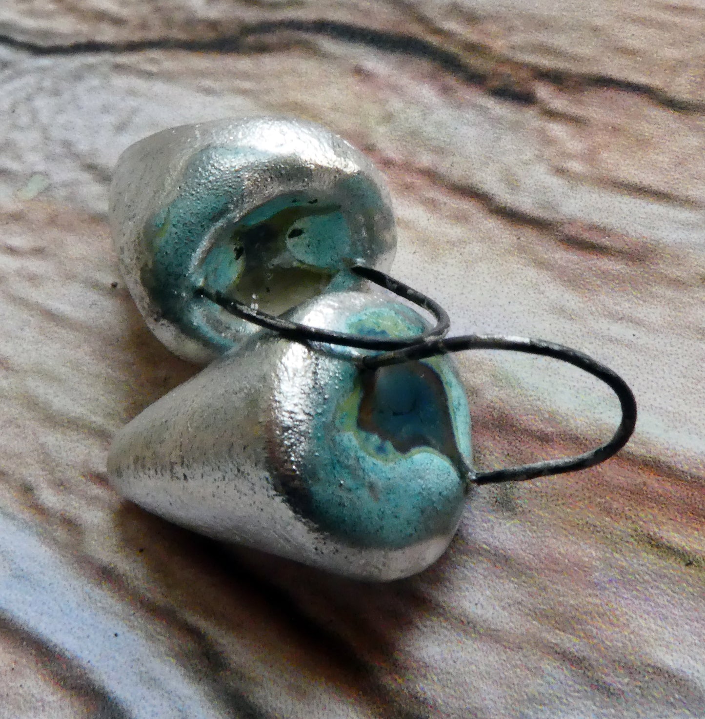 Ceramic Silvery Glass Filled Crucible Charms #2