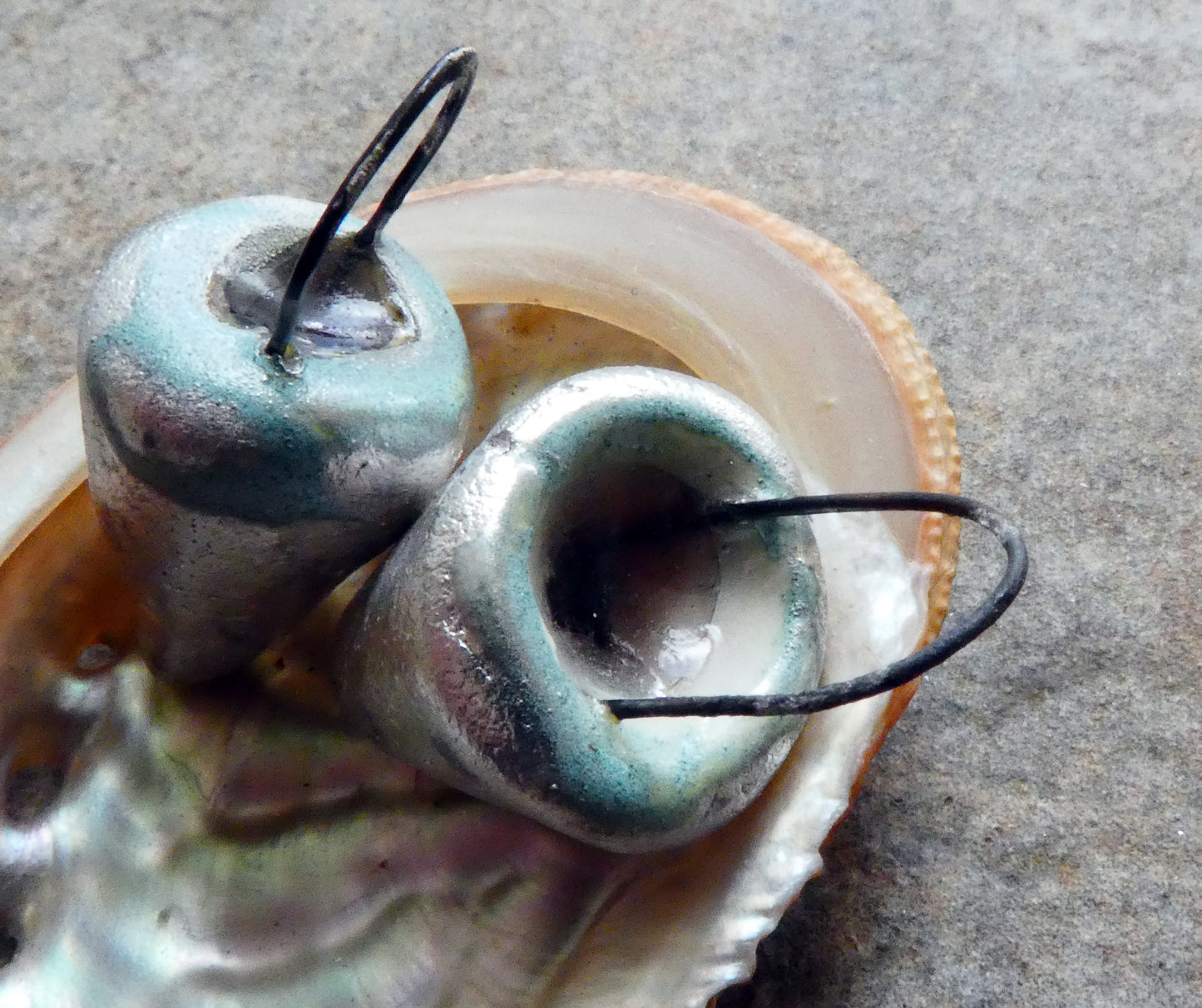 Ceramic Silvery Glass Filled Crucible Charms #3