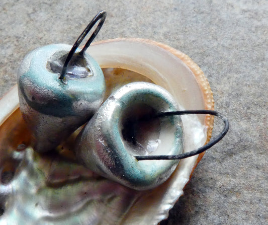 Ceramic Silvery Glass Filled Crucible Charms #3