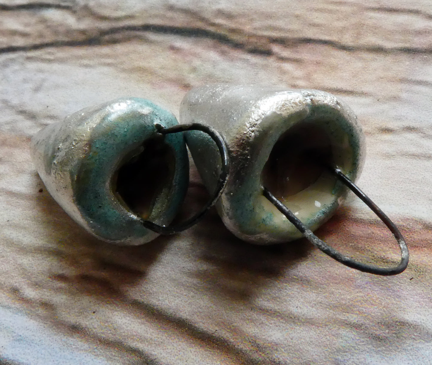 Ceramic Silvery Glass Filled Crucible Charms #3