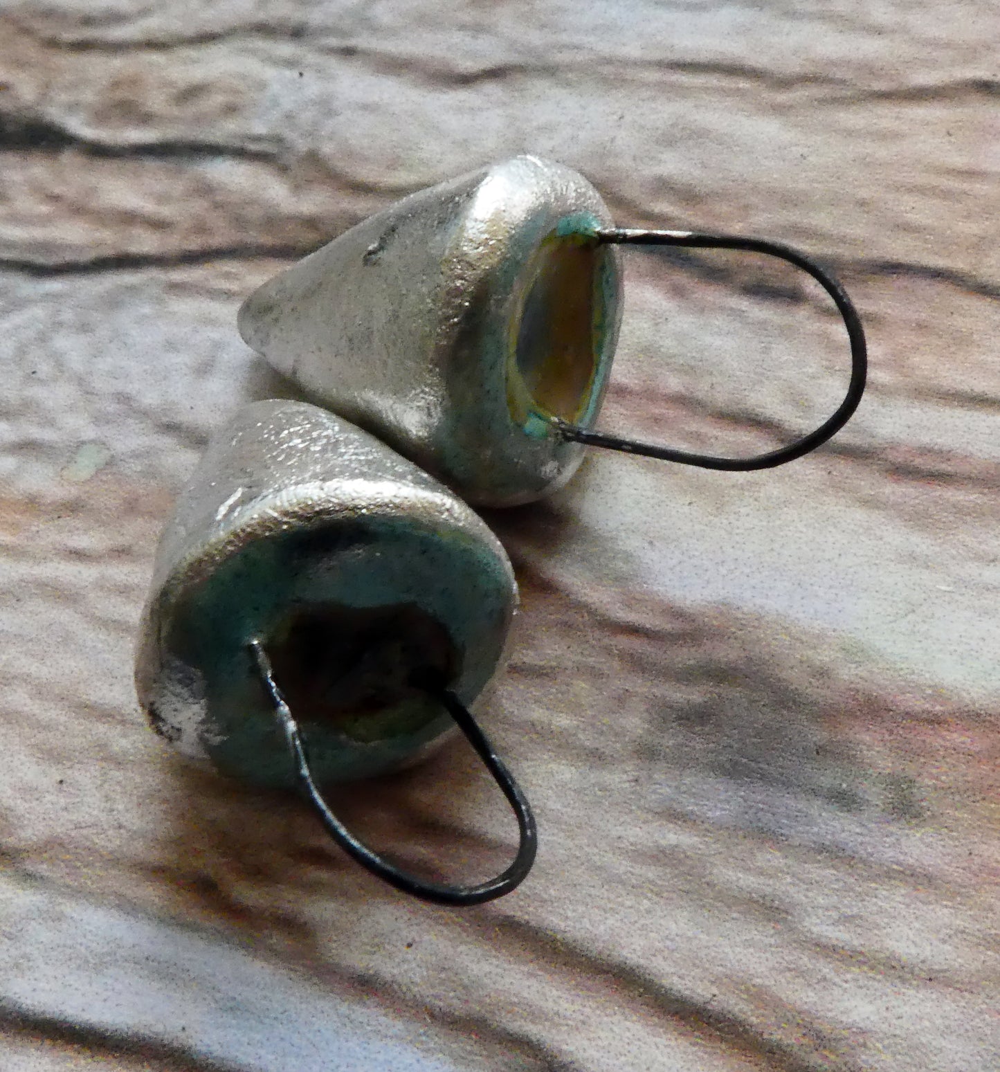 Ceramic Silvery Glass Filled Crucible Charms #4