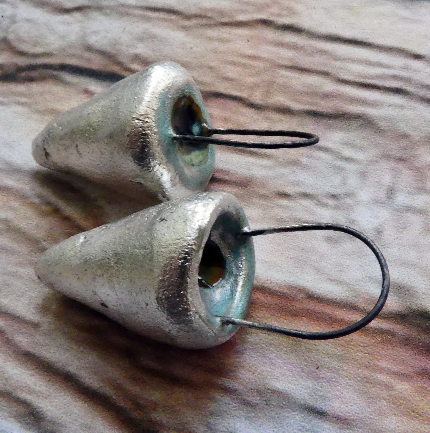 Ceramic Silvery Glass Filled Crucible Charms #6