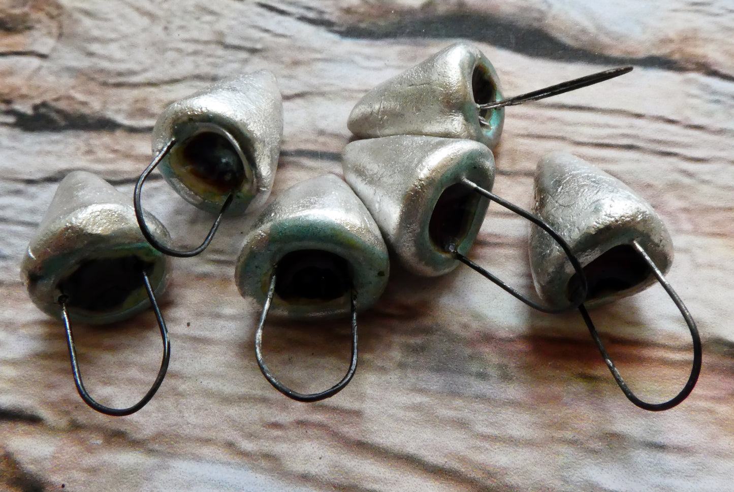 Ceramic Silvery Glass Filled Crucible Charms #7