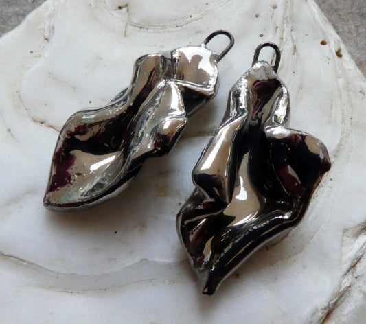 Ceramic Platinum Crinkled Tissue Charms