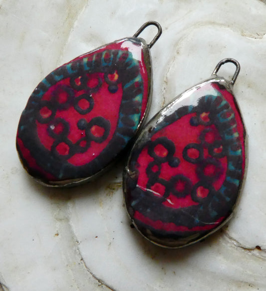 Ceramic Painted Decal Slice Earring Charms #1